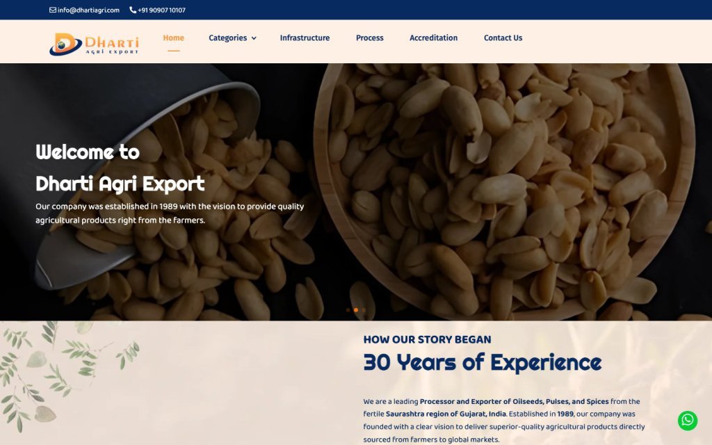 Dharti Agri live website screenshot